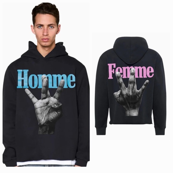 Homme FemmeTwisted Fingers Pull Over Hoodie Men's size 3XL